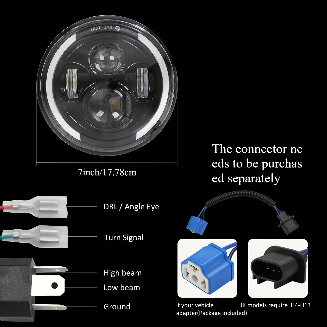 TCYATO 50W 7-inch 17.78 cm LED - Universal Motorcycle Led Headlight Projector recension och pris